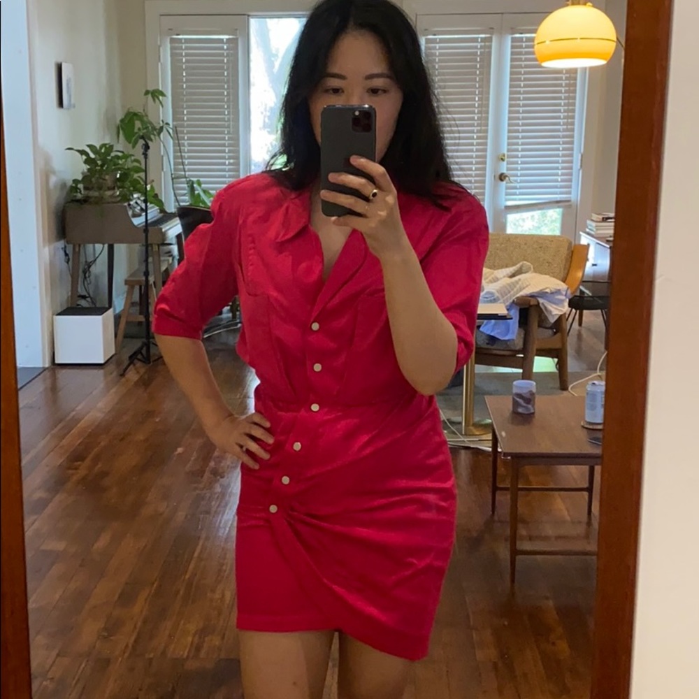 Pink vintage mini dress with buttons